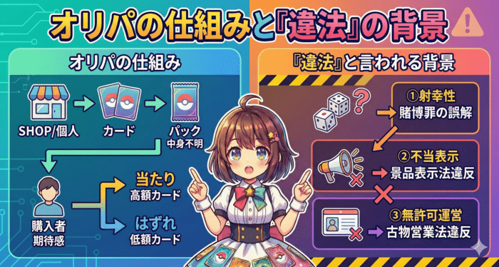 オリパの仕組みと「違法」と言われる背景