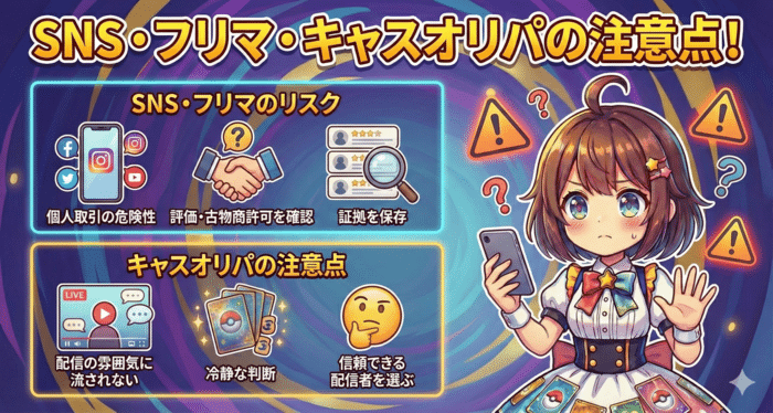 SNS・フリマ・キャスオリパを利用するときの注意点